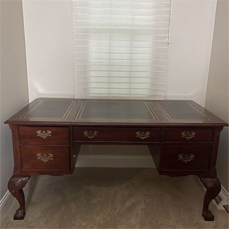 Hekman desk with Leather Top Ball and Claw Feet