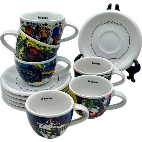 Saeco by Schirnding Janet Honig Set of 6 Espresso / Demitasse Cups and Saucers