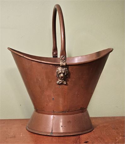 Vintage 1970's French Copper Metal Coal Shuttle Bucket
