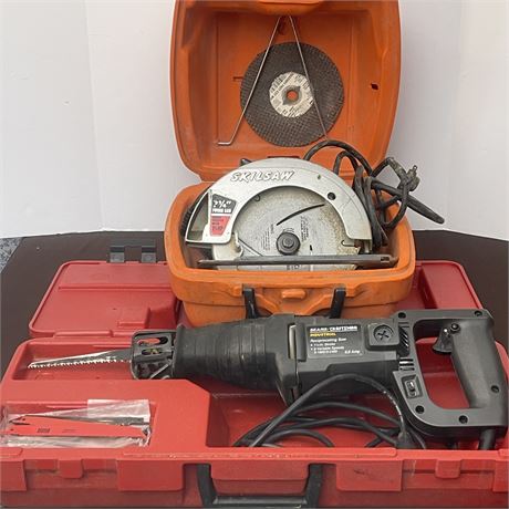 Skilsaw 7 1/4" Circular Saw and Craftsman Reciprocating Saw w/ Blades in Cases