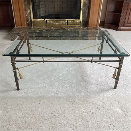 Glass and Iron Coffee Table