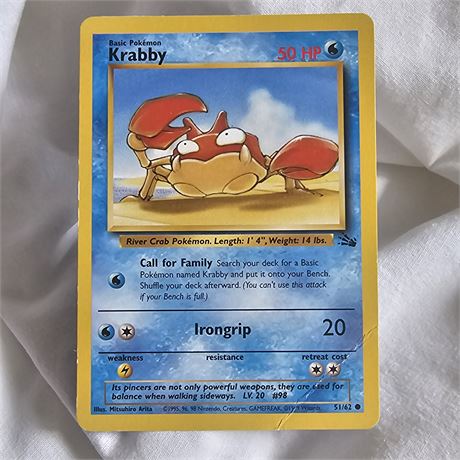 Pokémon Krabby trading card