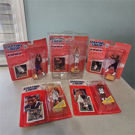 (5) *NOS*  1997 Kenner/Topps Starting Lineup Basketball Figurines w/Cards