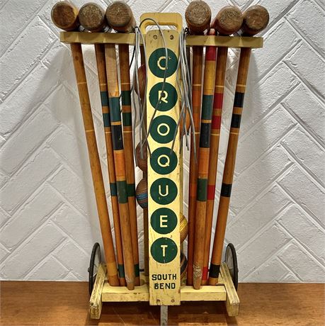Vtg South Bend Croquet Set