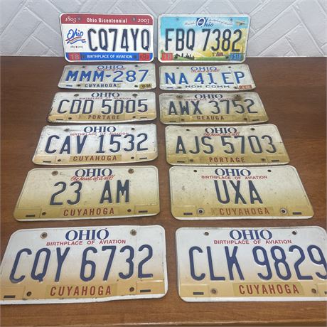 Dozen of Vtg Ohio License Plates