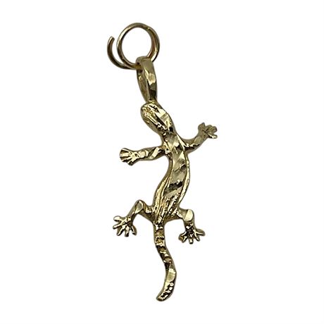 14K Yellow Gold Lizard Pendant