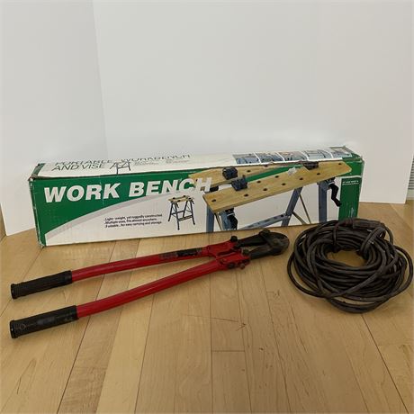 Pre-Built Work Bench, Bolt Cutters, & Extension Cord