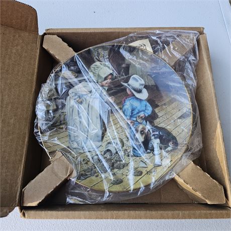 Vtg Don Crook "In Trouble Again" Children of Frontier Decorative Plate Num +COA