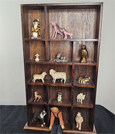 Wooden Shelf Filled w/ Trinkets