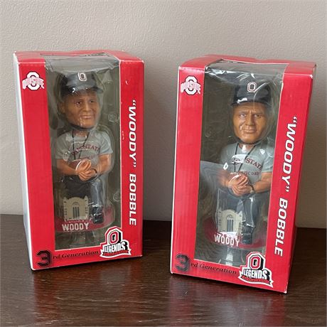 Pair of NIB "Woody Hayes" Ohio State 3rd Generation Bobblehead Collectibles