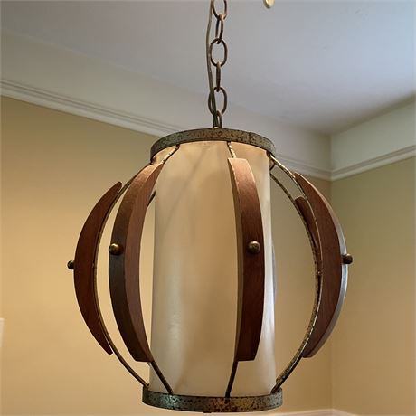 Mid Century Wood/Metal Pendant Light