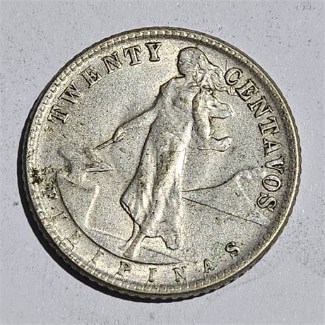 1945 Philippines Twenty Centavo Coin Silver