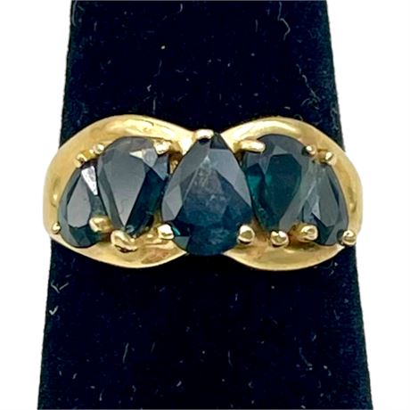 10K Yellow Gold Teal Sapphire Size 5.75 Ring