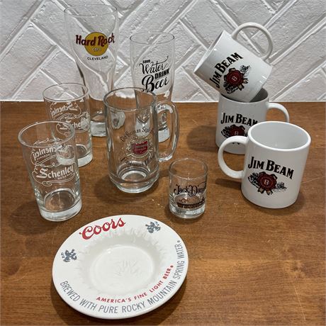 Collection of Advertising Barware & Ashtray