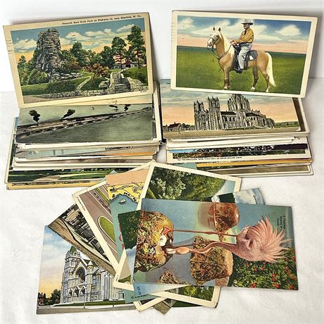 Collection of Vintage Scenery Postcards - Written On