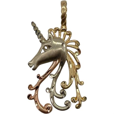 14K Tri-Color Gold Michael Anthony Unicorn Pendant