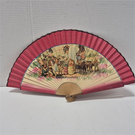 Vintage Hand-Painted Spanish Folding Fan – “Abanico”