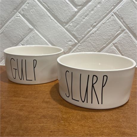 Blazing Auctions - Rae Dunn Gulp and Slurp Ceramic Pet Bowls