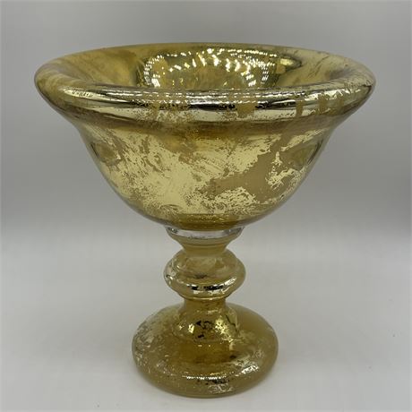Beautiful Mercury Glass Style Thick-Walled Compote