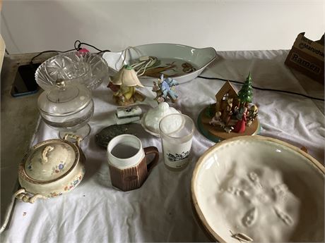 Mix of glass, ceramic, and potentially objects.