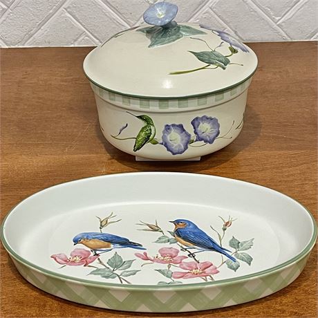 Lenox Summer Greetings Covered Casserole Dish & Oval Baker