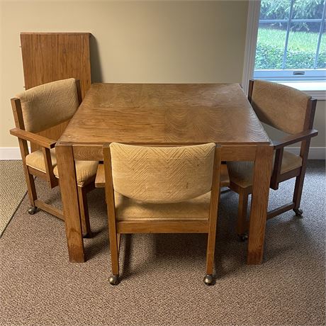 Table with 4 Padded Rolling Chairs
