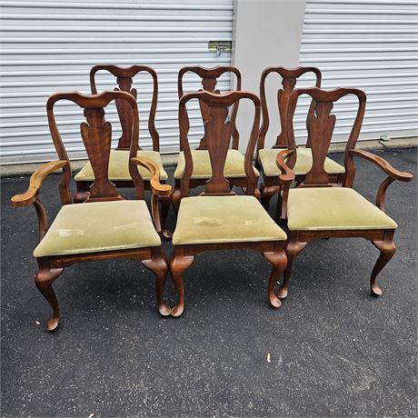 6- Padded Queen Anne Dining Room Chairs by Cresent Mfg. Company
