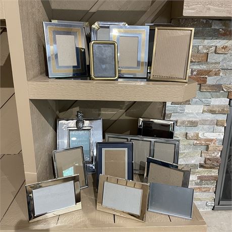 Large Grouping of Photo Frames in Silver/Gold Tones