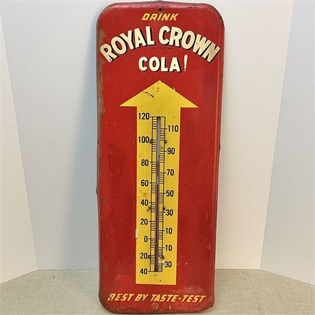 Vtg Royal Crown Cola Thermometer Metal Advertising Sign