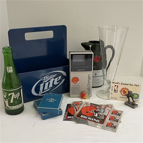 Variety of Sports and Advertising Collectibles - Browns, Cavs, Miller Lite, Etc.