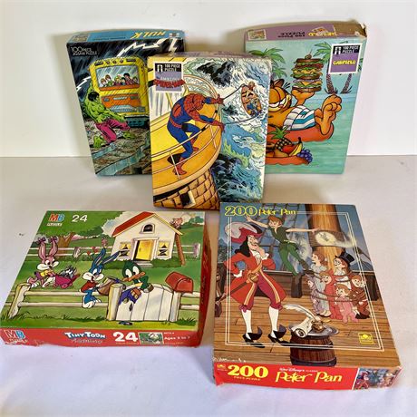 Kids Vintage Puzzles - Hulk, Spiderman, Looney Tunes, Peter Pan and Garfield