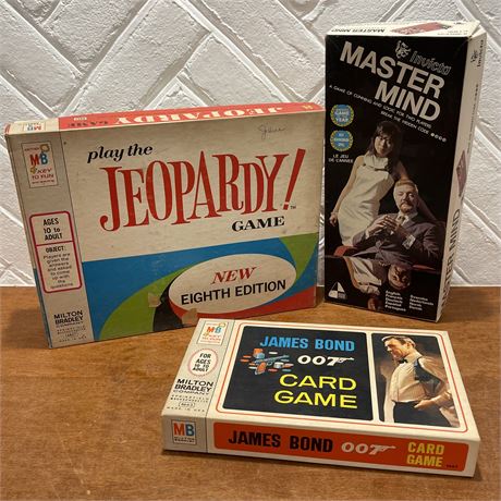 Vintage Jeopardy, James Bond Card Game, & Master Minds Board Games
