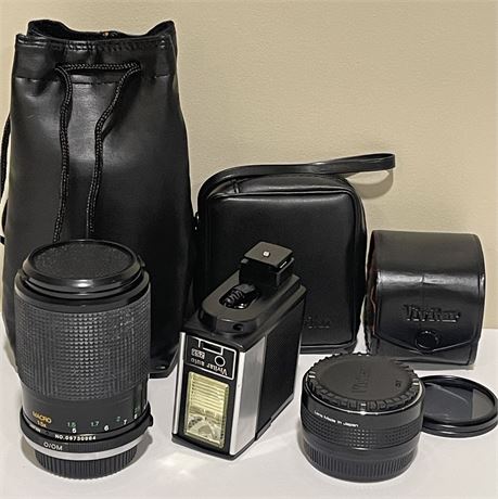 Vivitar MC Tele Converter Lens, 70-210mm f/4.5-5.6 Zoom Lens & Electronic Flash