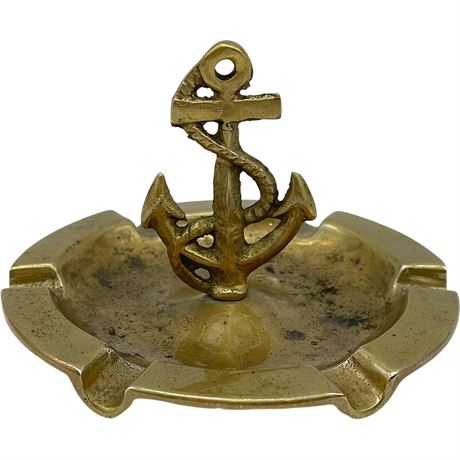 Vintage Nautical Brass Anchor Ashtray