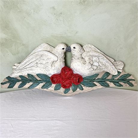 Casted Hand Painted Wall Plaque of Kissing Doves