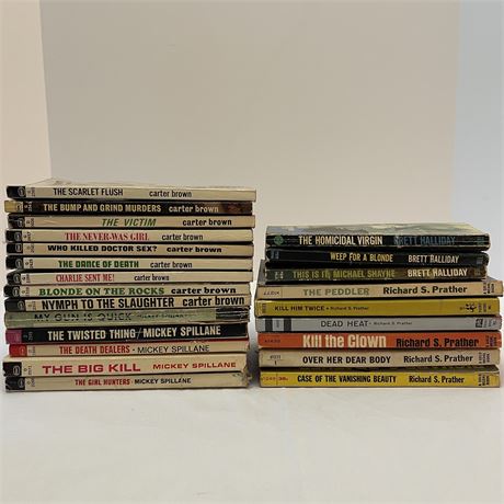 Vtg Murder Mysteries by Carter Brown, Mickey Spillane, Halliday & Prather