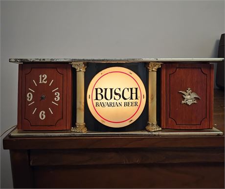 Vintage Busch light up clock sign