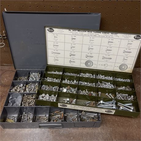 Metal Organizing Tool Boxes Filled with Miscellaneous Small Parts