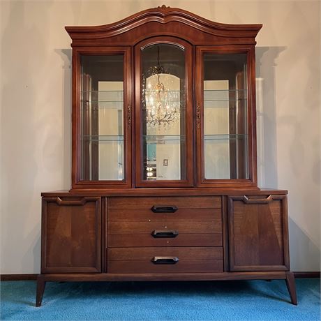Basic-Witz MCM Dining Cabinet & Combined Glass Hutch
