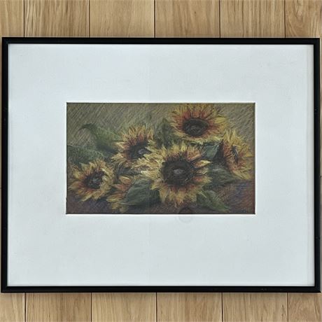 Signed Ogden Still Life Muted Scene Sunflowers Framed Art