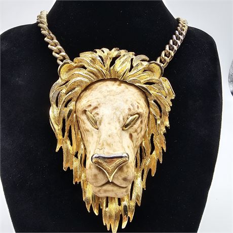 1970's Luca Razza Lion Head Necklace