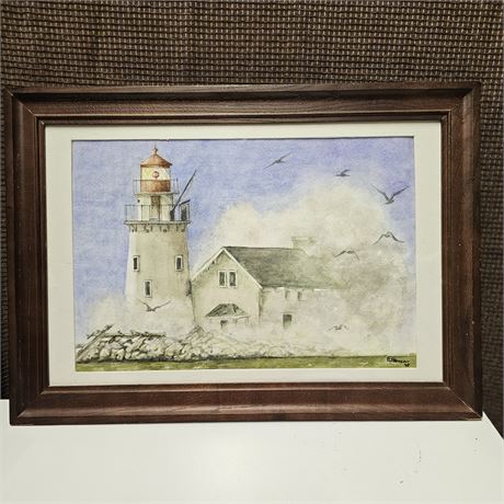Cleveland West Breakwater Lighthouse Artwork-Framed