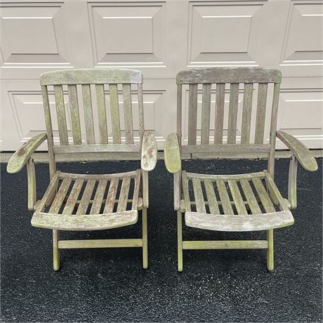 Pair of Kingsley-Bate Genuine Teak Folding Arm Chairs