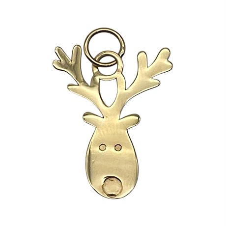 14K Yellow Gold Reindeer Charm