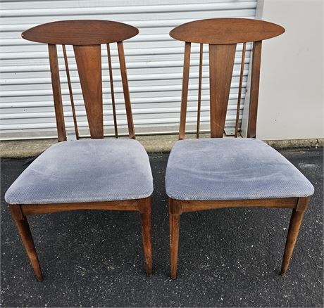 (2) 1960's Bonnie Garrison MCM Walnut/Tweed Chairs