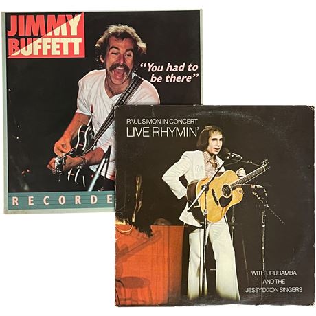 Jimmy Buffet "You Had To Be There" & Paul Simon "Live Rhymin'" Vinyl Records