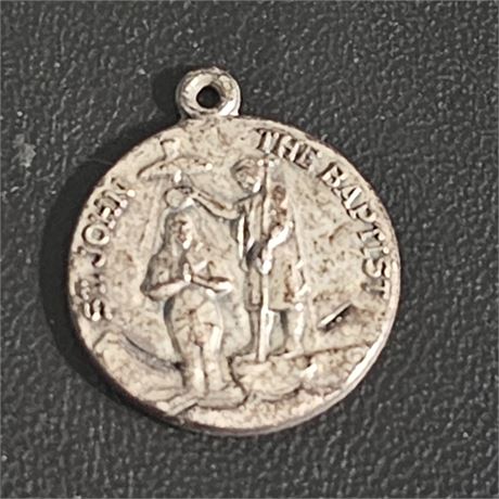 St. John The Baptist Medal - Sterling Silver 3/4" x 5/8" Round Pendant