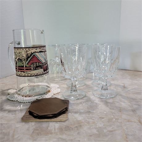 Pitcher and Water Goblets