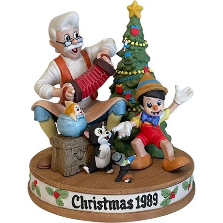 1989 Walt Disney World Fifth Edition Porcelain Pinocchio Christmas Figurine