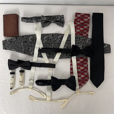 Bunch 'O Men's Suit Accessories and Vintage Leather Wallet